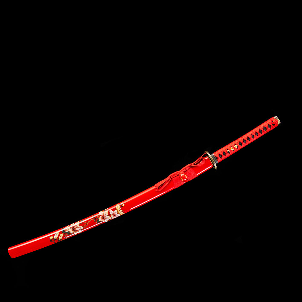 Scarlet Whisper decorative katana angle view