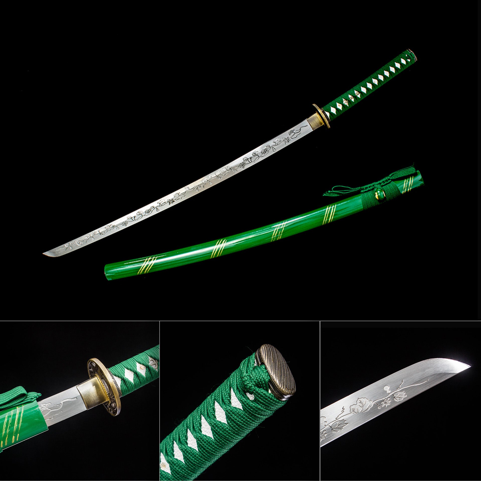 Green Verse decorative katana samurai sword