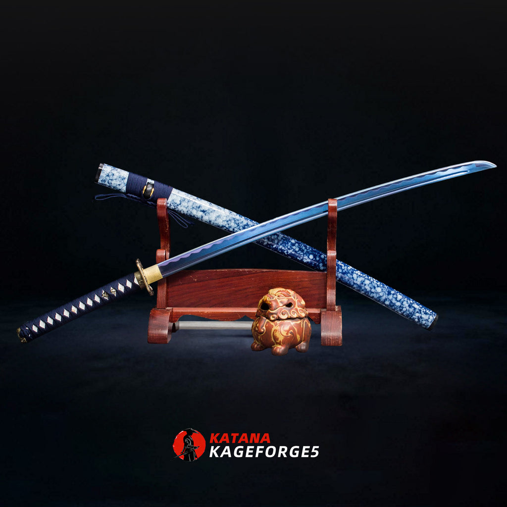 Blue Moondrop decorative katana close-up