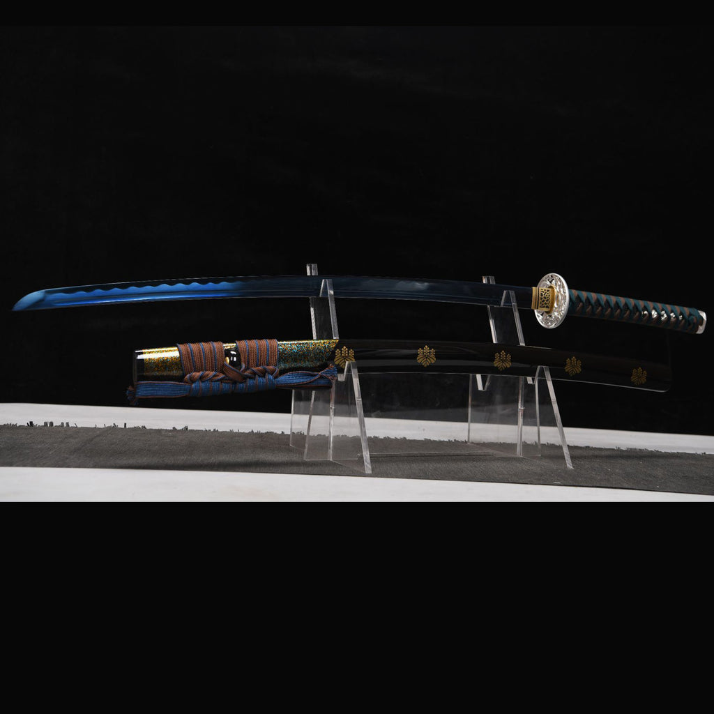 Gilded Resolve decorative katana angle view