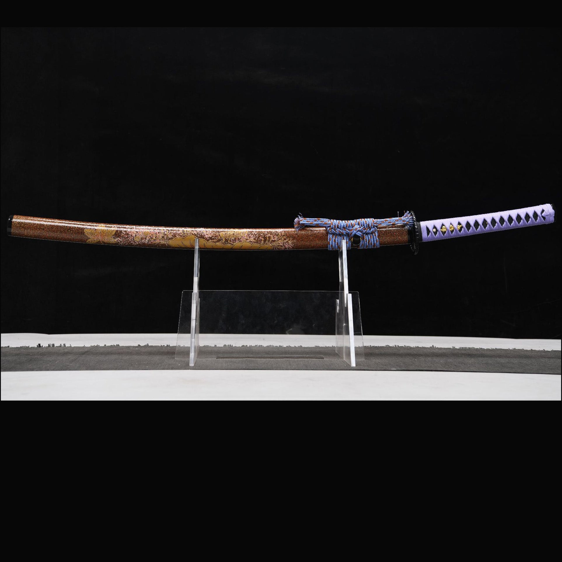 Moonlit Abyss decorative katana angle view