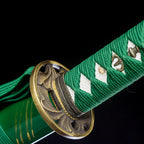 Green Verse decorative katana angle view