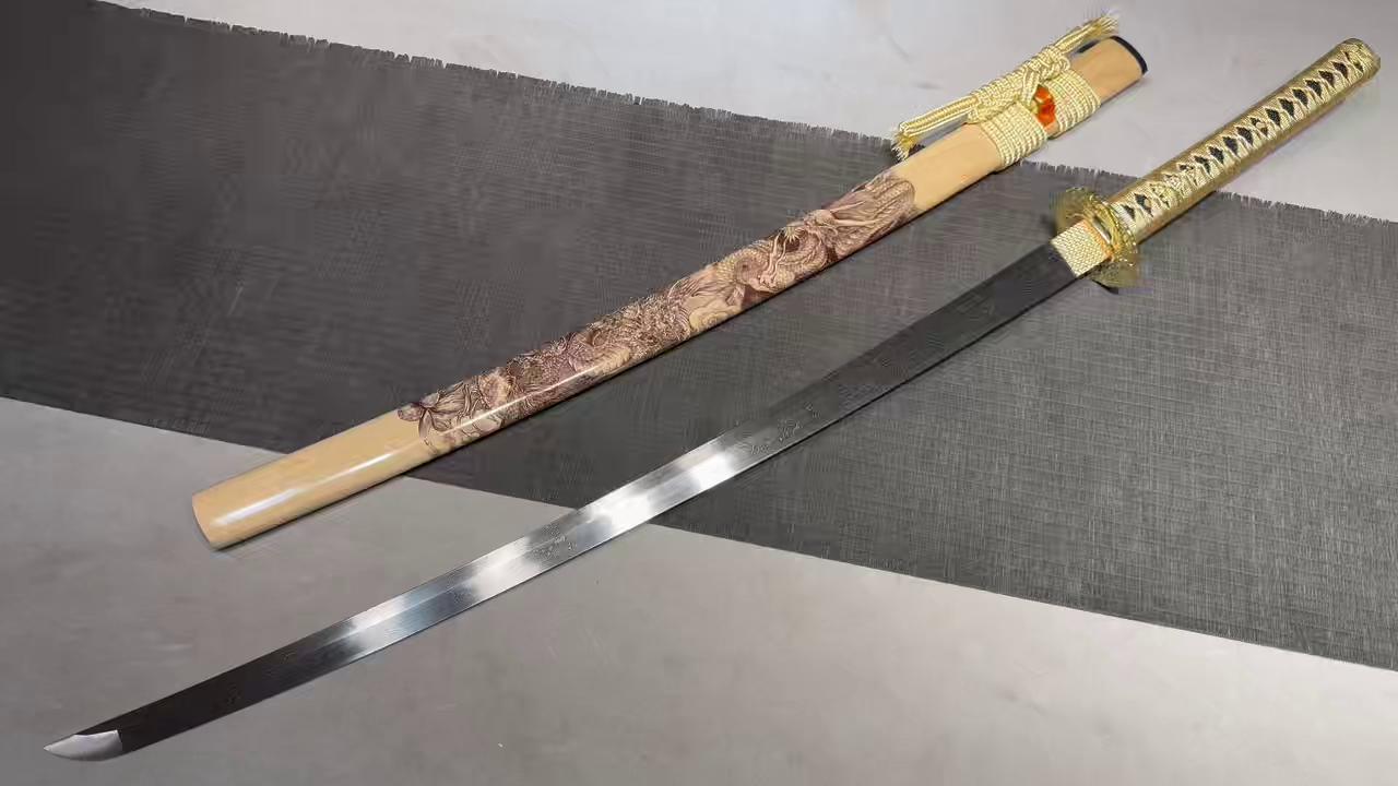 KageForge5 product image: 26" Pattern Steel Katana with Pure Copper Fittings
