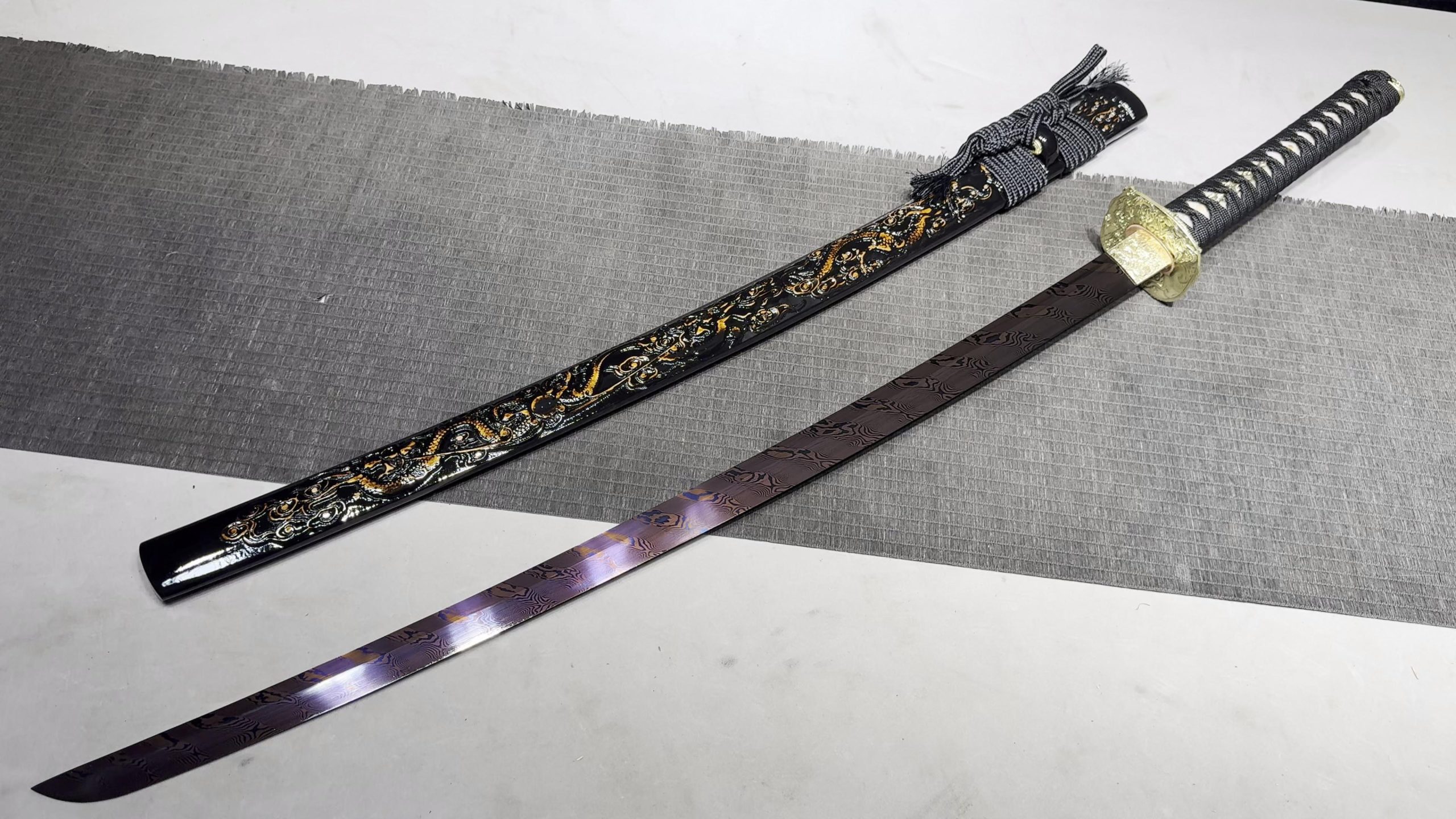 KageForge5 product image: 26" Pattern Steel Katana with Pure Copper Fittings