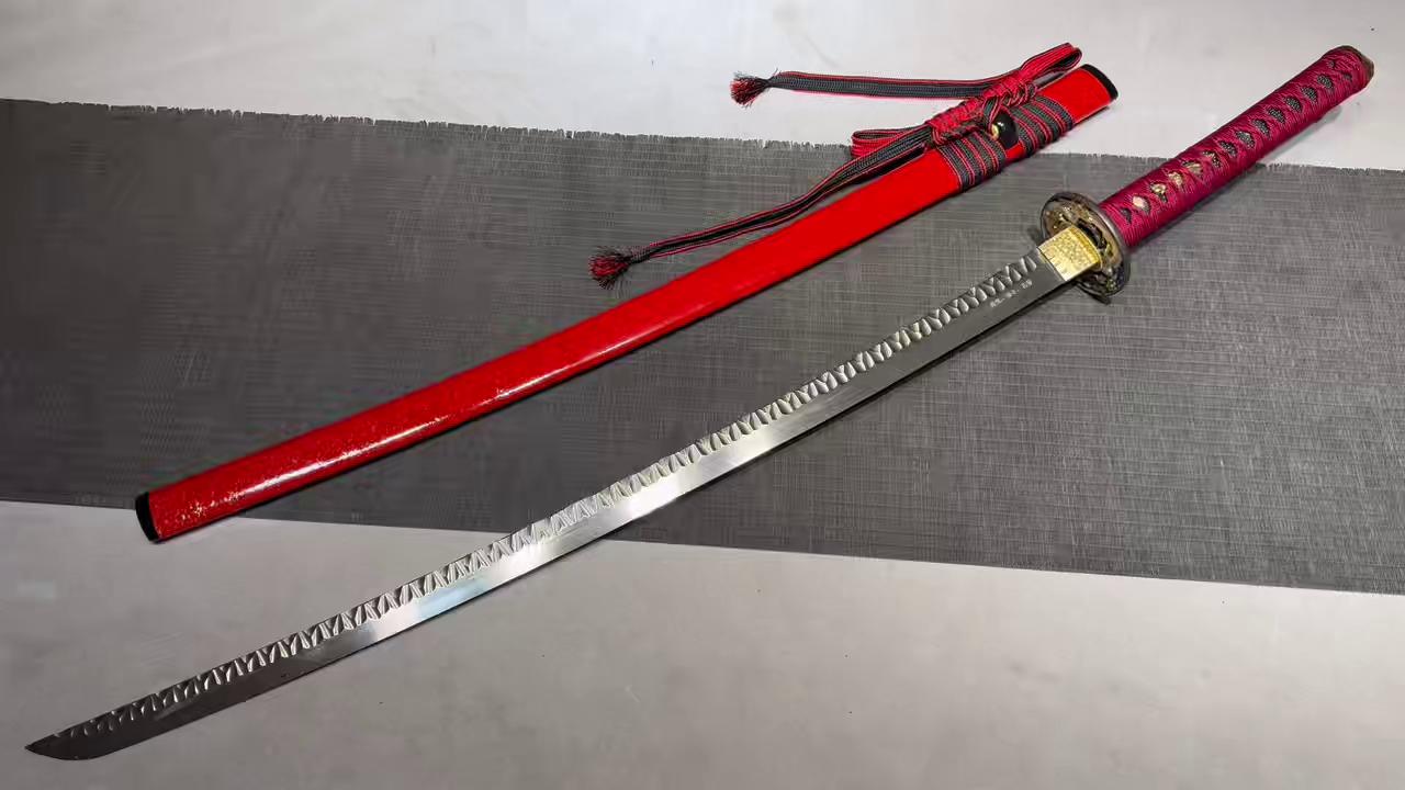 KageForge5 product image: 26" Pattern Steel Katana with Pure Copper Fittings