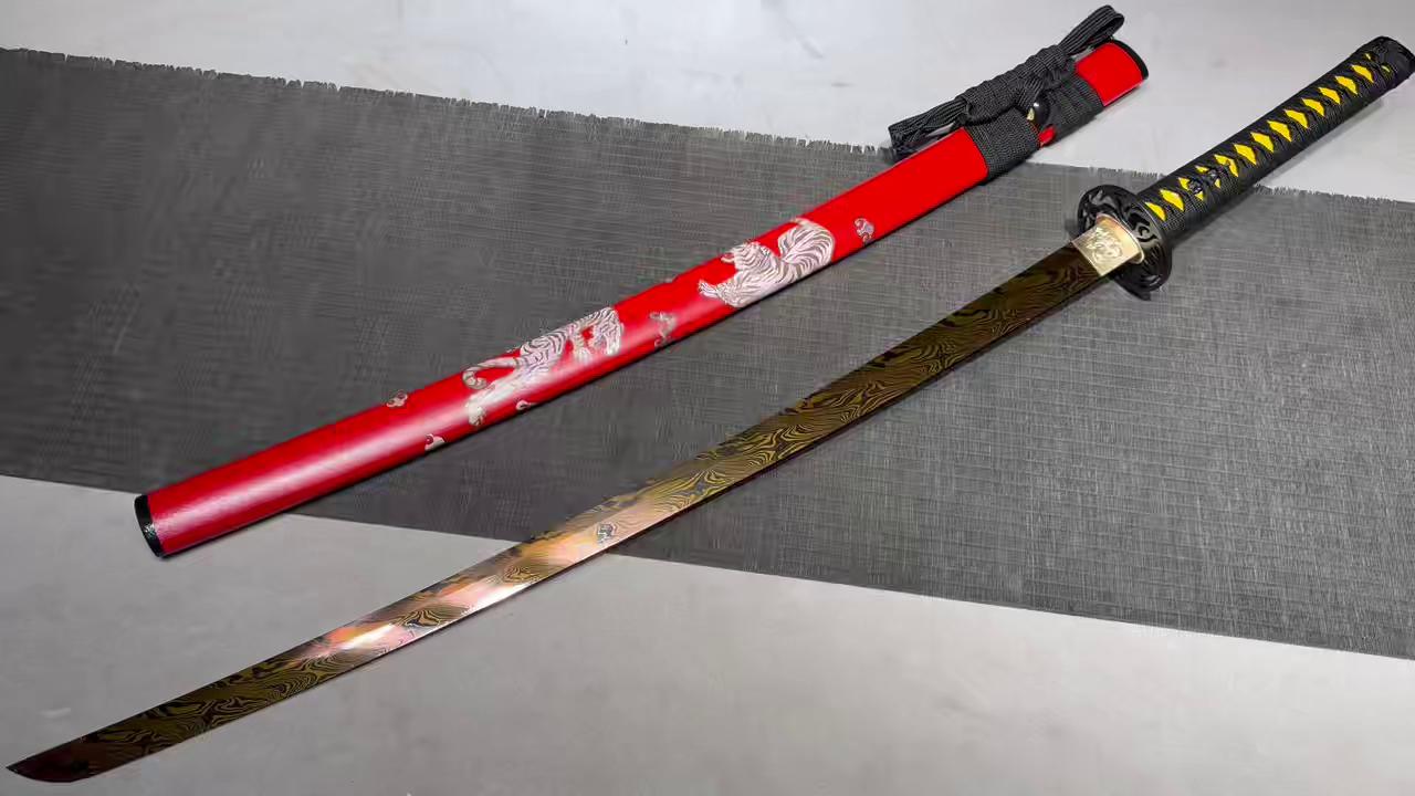 KageForge5 product image: 26" Pattern Steel Katana with Iron Fittings