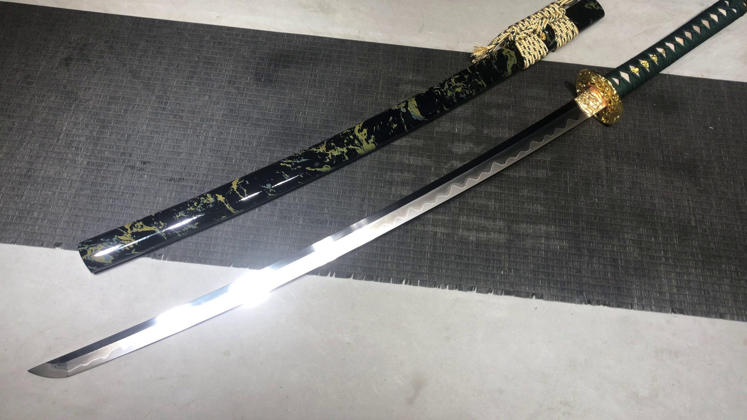 KageForge5 product image: 26" Pattern Steel Katana with Pure Copper Fittings