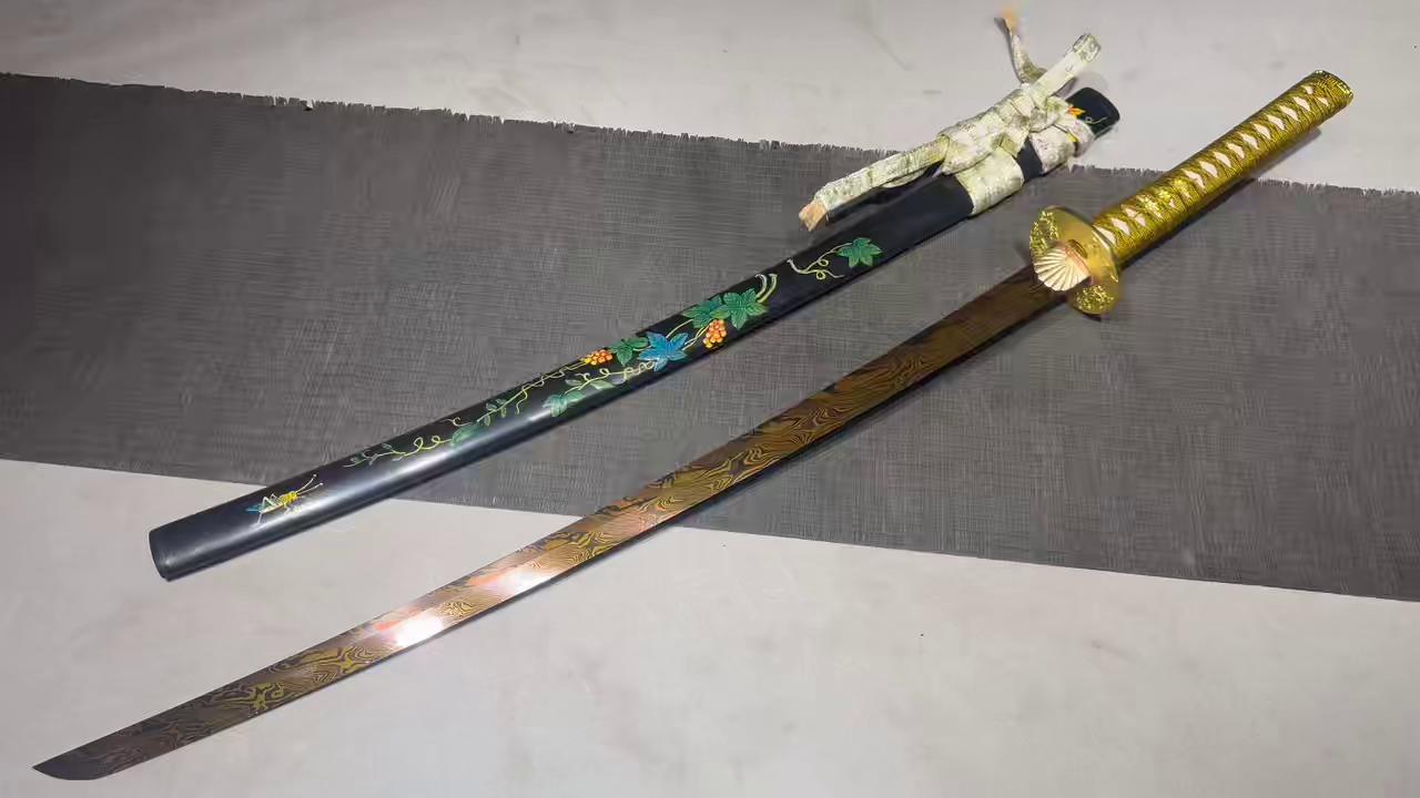 KageForge5 product image: 26" Pattern Steel Katana with Pure Copper Fittings