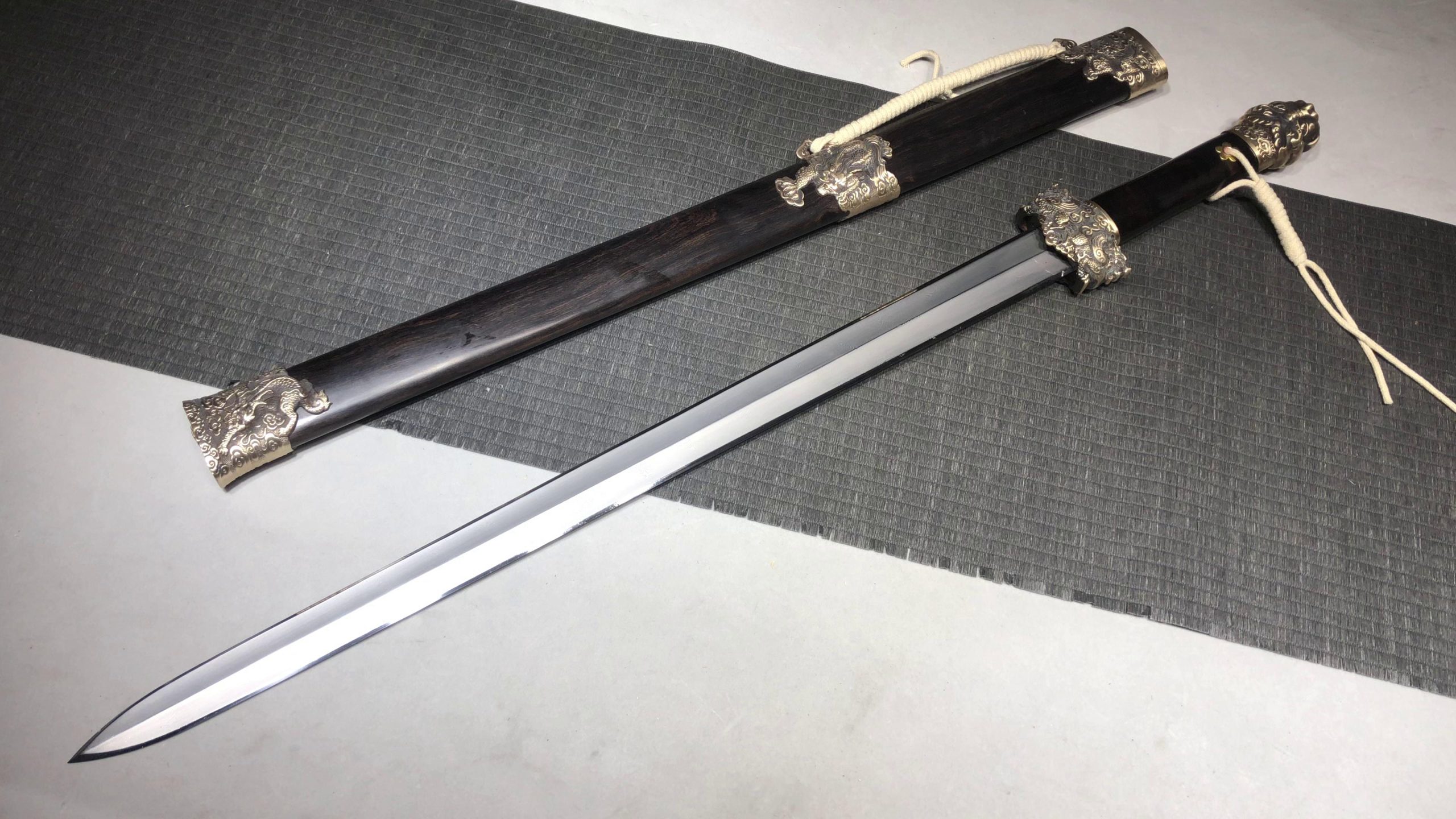 KageForge5 product image: 24" Pattern Steel Japanese Sword with Pure Copper Fittings