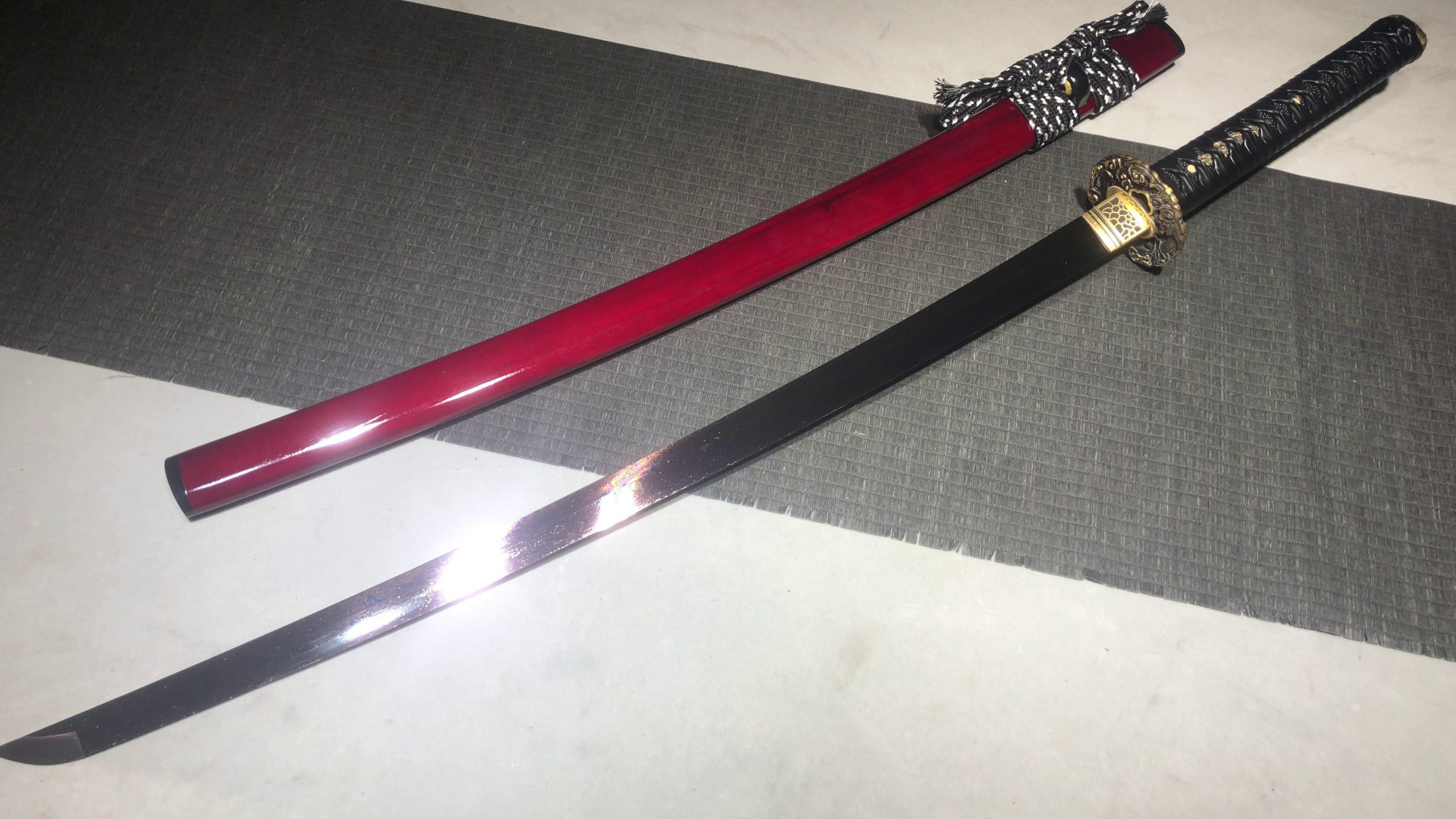 KageForge5 product image: 26" Pattern Steel Katana with Pure Copper Fittings