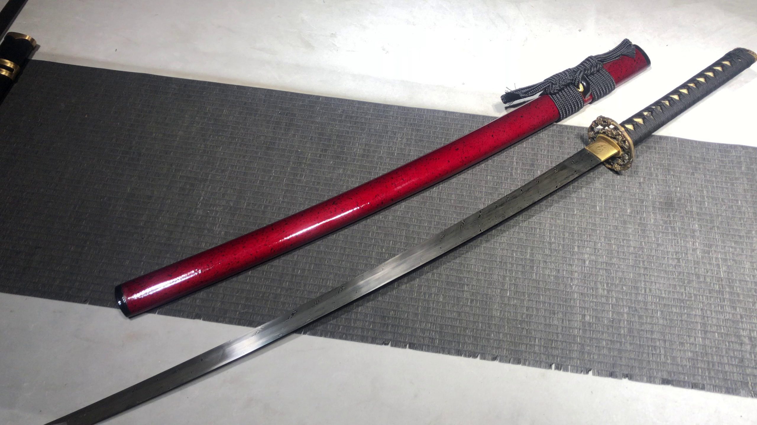 KageForge5 product image: 26" Pattern Steel Katana with Pure Copper Fittings