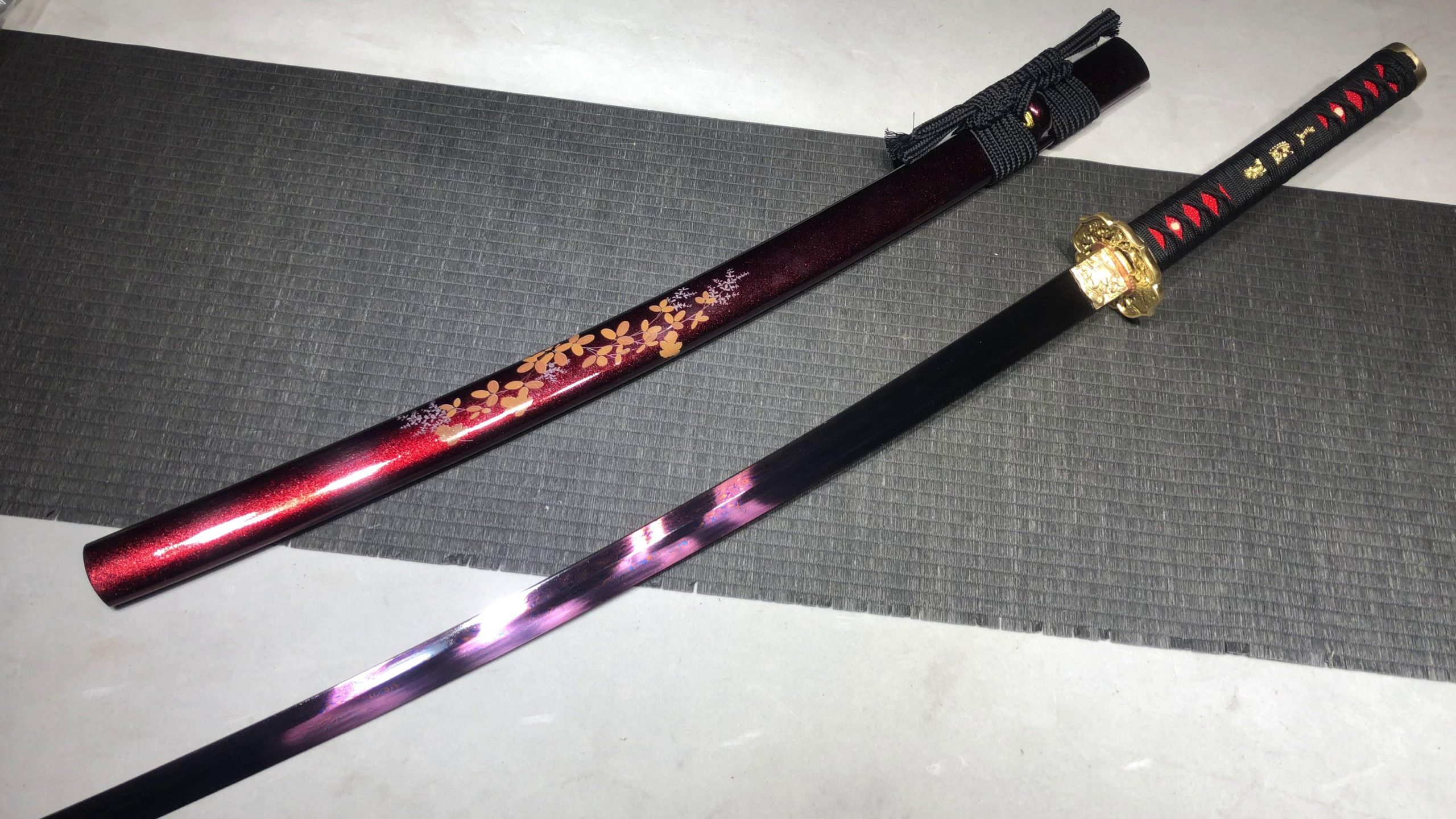 KageForge5 product image: 26" Pattern Steel Katana with Pure Copper Fittings