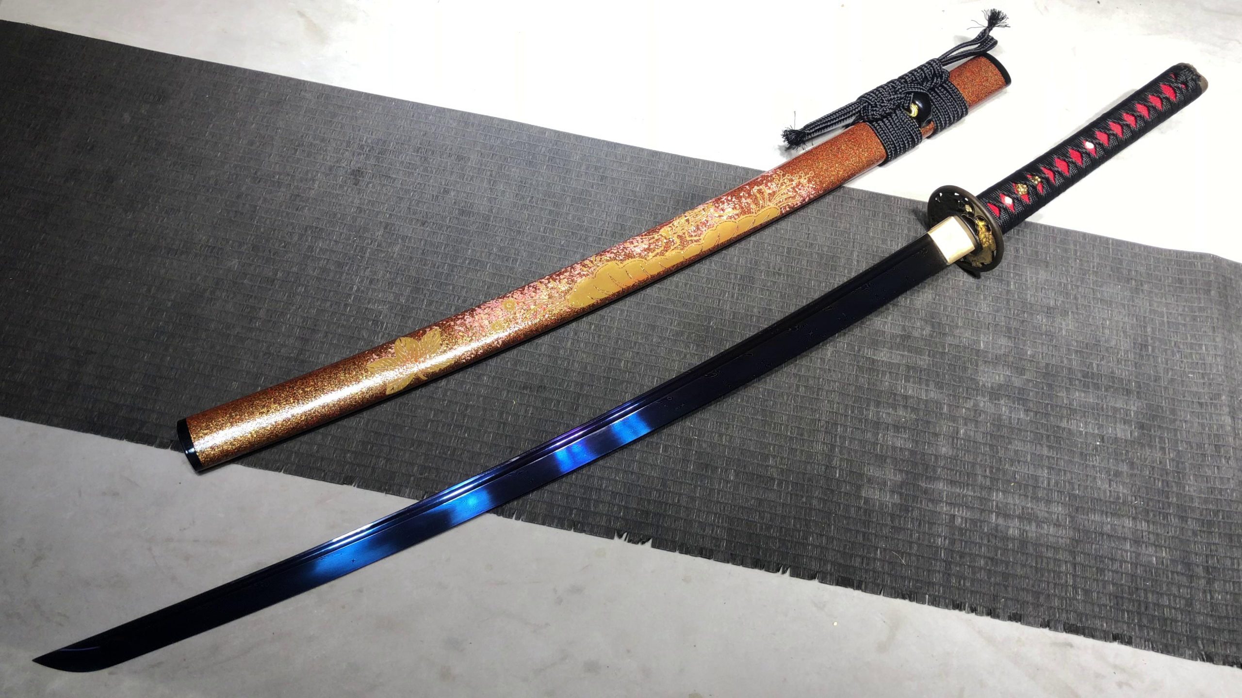KageForge5 product image: 26" Pattern Steel Katana with Pure Copper Fittings