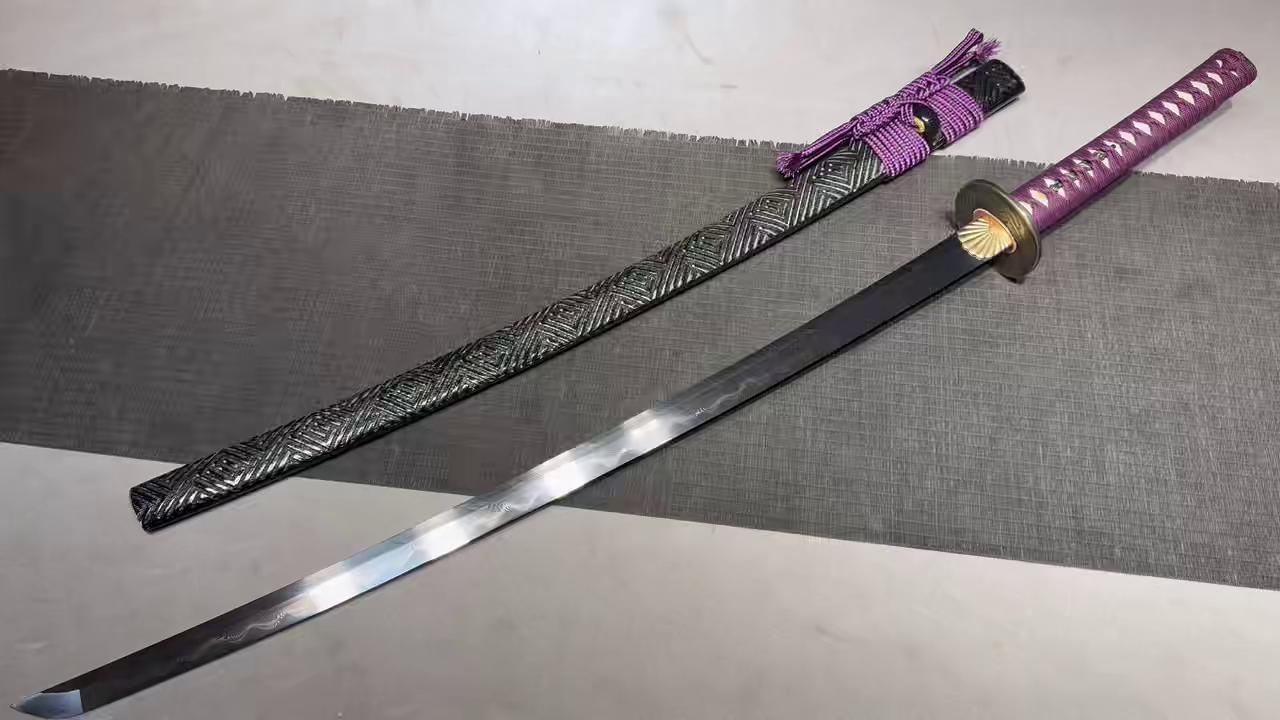KageForge5 product image: 26" Pattern Steel Katana with Pure Copper Fittings