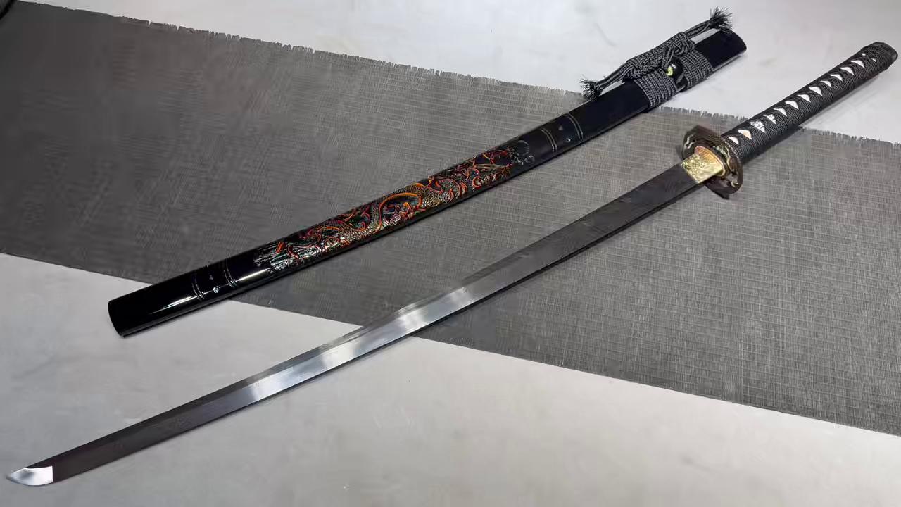 KageForge5 product image: 26" Pattern Steel Katana with Pure Copper Fittings